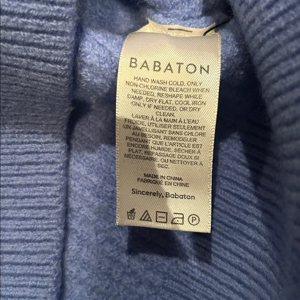 Babaton Textured Knit Cowl Sweater in Blue - Picture 4 of 7